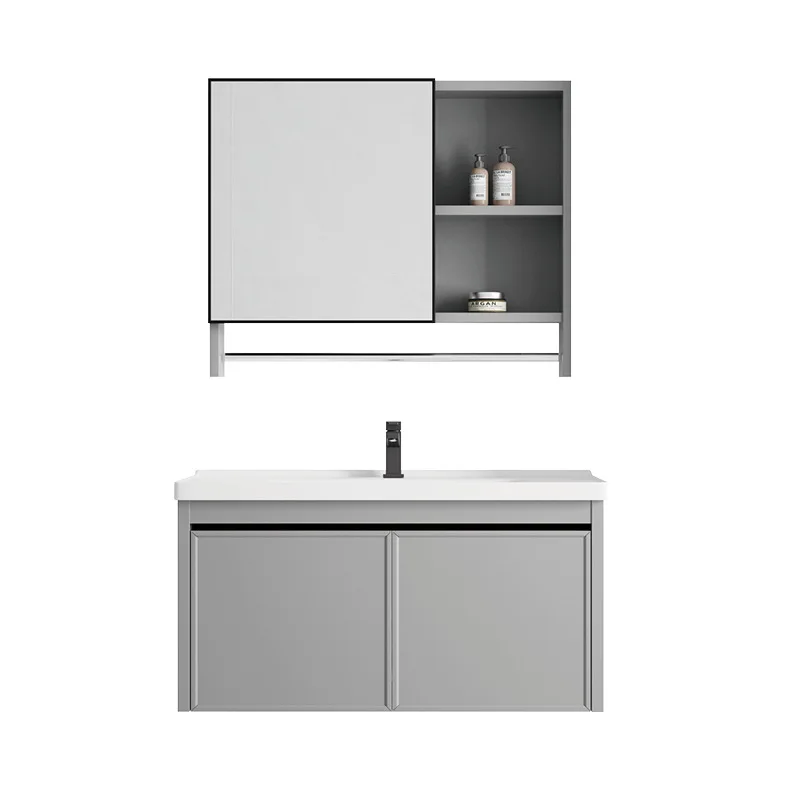 

Small apartment special bathroom cabinet mini size sink mirror cabinet combination ceramic integrated