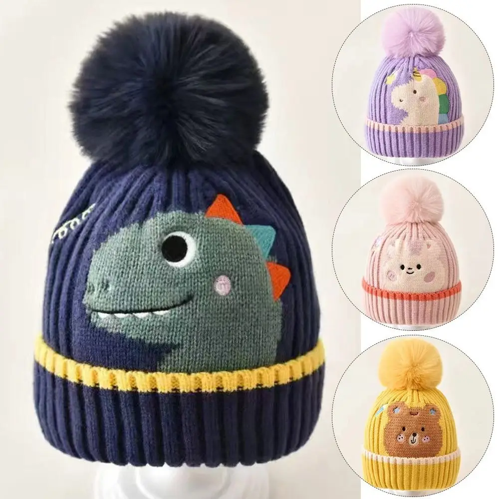 Winter Warm Baby Hat Cute Dinosaur Kids Cap Cartoon Toddler Woolen Knitted Hats Children Beanies