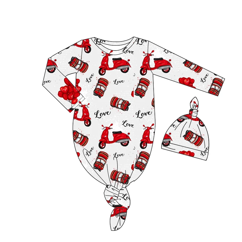 

Valentine's Day Boutique Children Round Neck Long Sleeve Hat Jumpsuit Milk Silk Fabric Wholesale