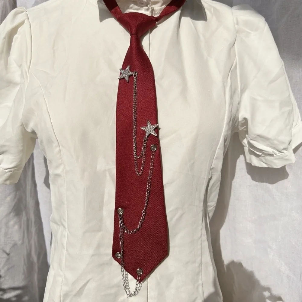 

Choker Star Chain Tie Collares Geometric Academy Style Pre-tied Tie Minimalist Necklace Candy Color Long Necktie Women