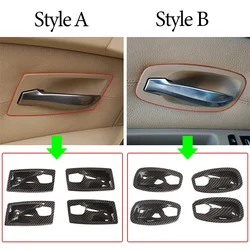 For BMW 5 Series E60 2004 2005 2006 2007 2008 2009 2010 Carbon Texture Car Interior Door Handle Bowl Frame Protective Cover