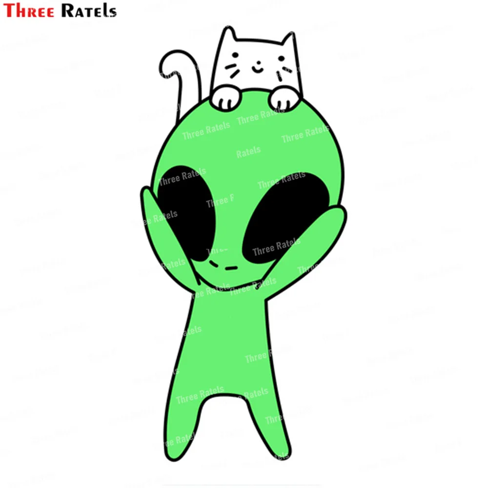 Three Ratels K516 Green Alien White Cat Home Decoration Accessories For Living Room Car Sticker