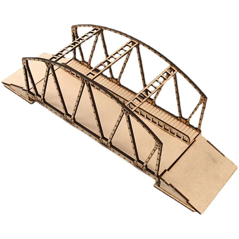 1:72 europeu pequeno ponte de madeira ponte de aço cena de construção modelo de montagem de madeira presente artesanal