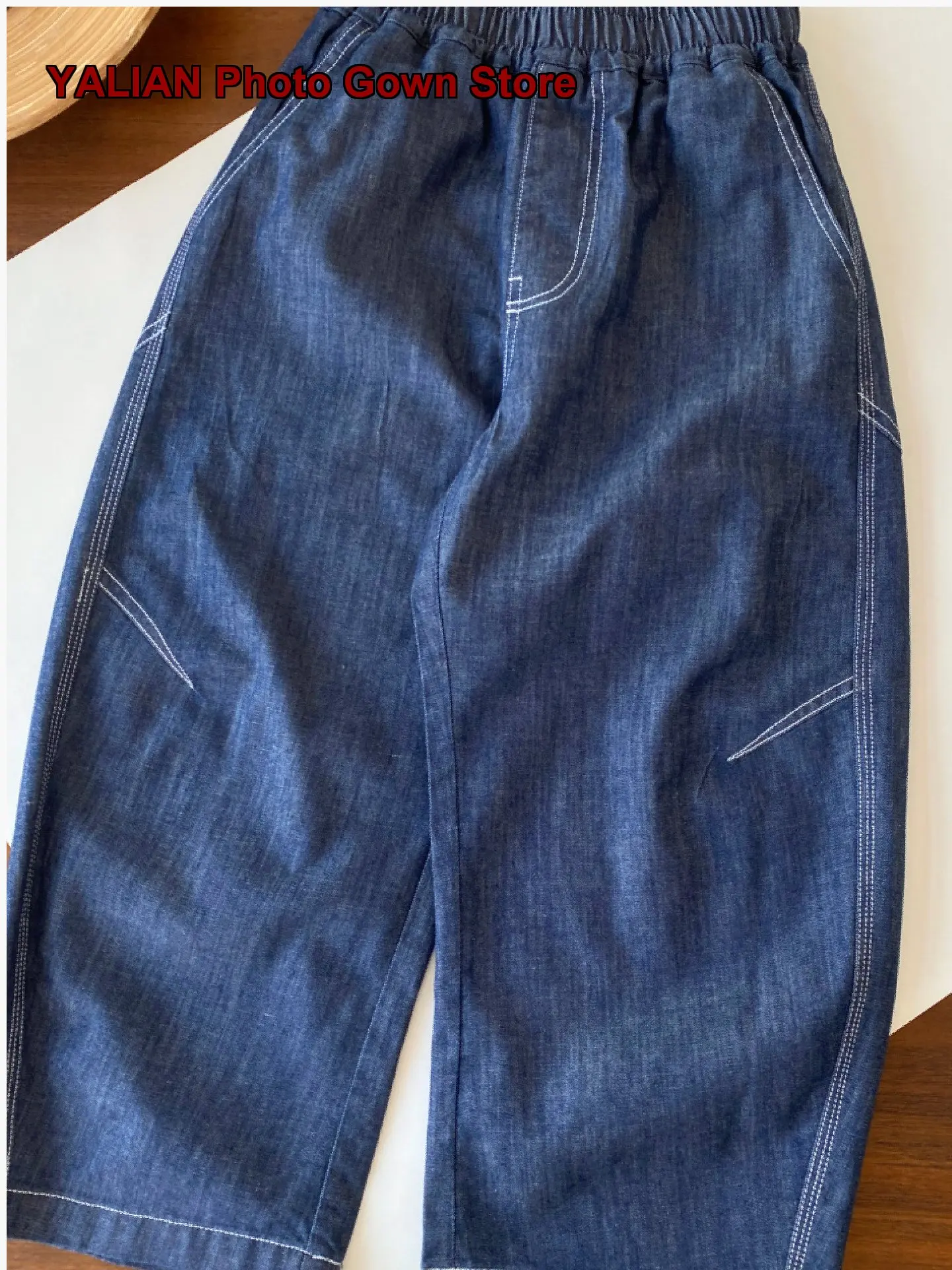 Boys Denim Capri Pants Spring Summer Thin Breathable Lyocell Soft Style Kids