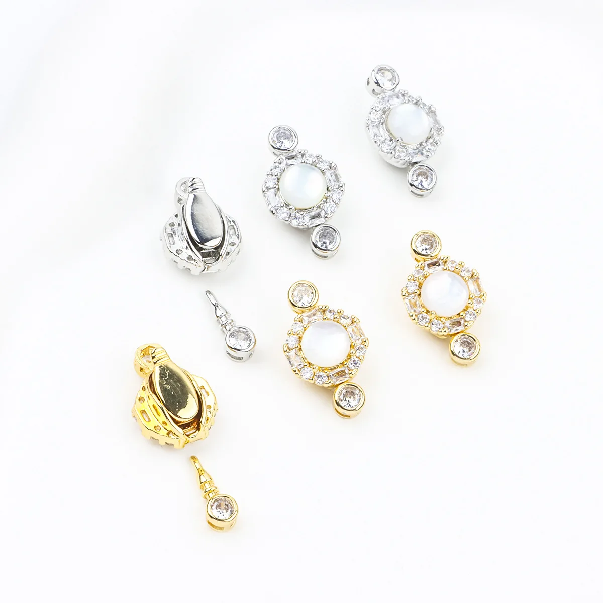 1 Pcs Micro-inlaid White Shell Ingot Plug-in Buckle DIY Bracelet Necklace Connecting Buckle Accessories Jewelry Making Materials