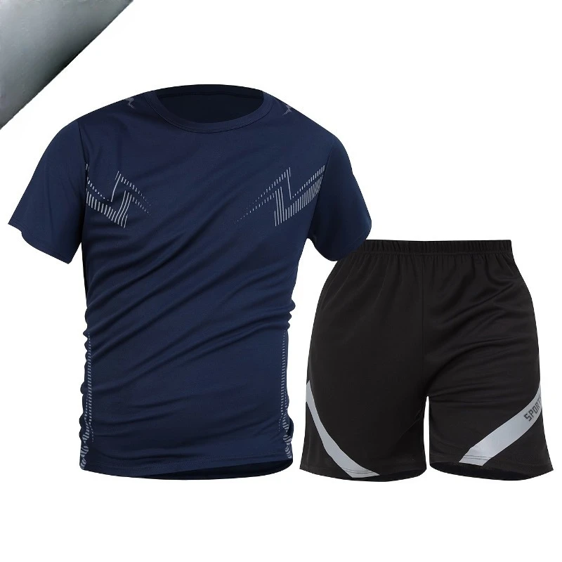 

Men's Sports Two Piece Set Short Sleeve T Shirt Running Shorts Quick Dry Fabric Breathable Design for Workout Training Gym Set