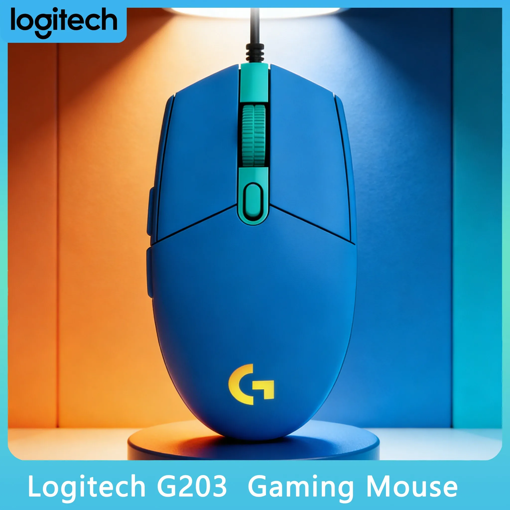 Logitech G203 Wired Mouse, LIGHTSYNC RGB Wave Effects, 8000 DPI Sensor, 6 Custom Buttons, Ergonomic for Gaming