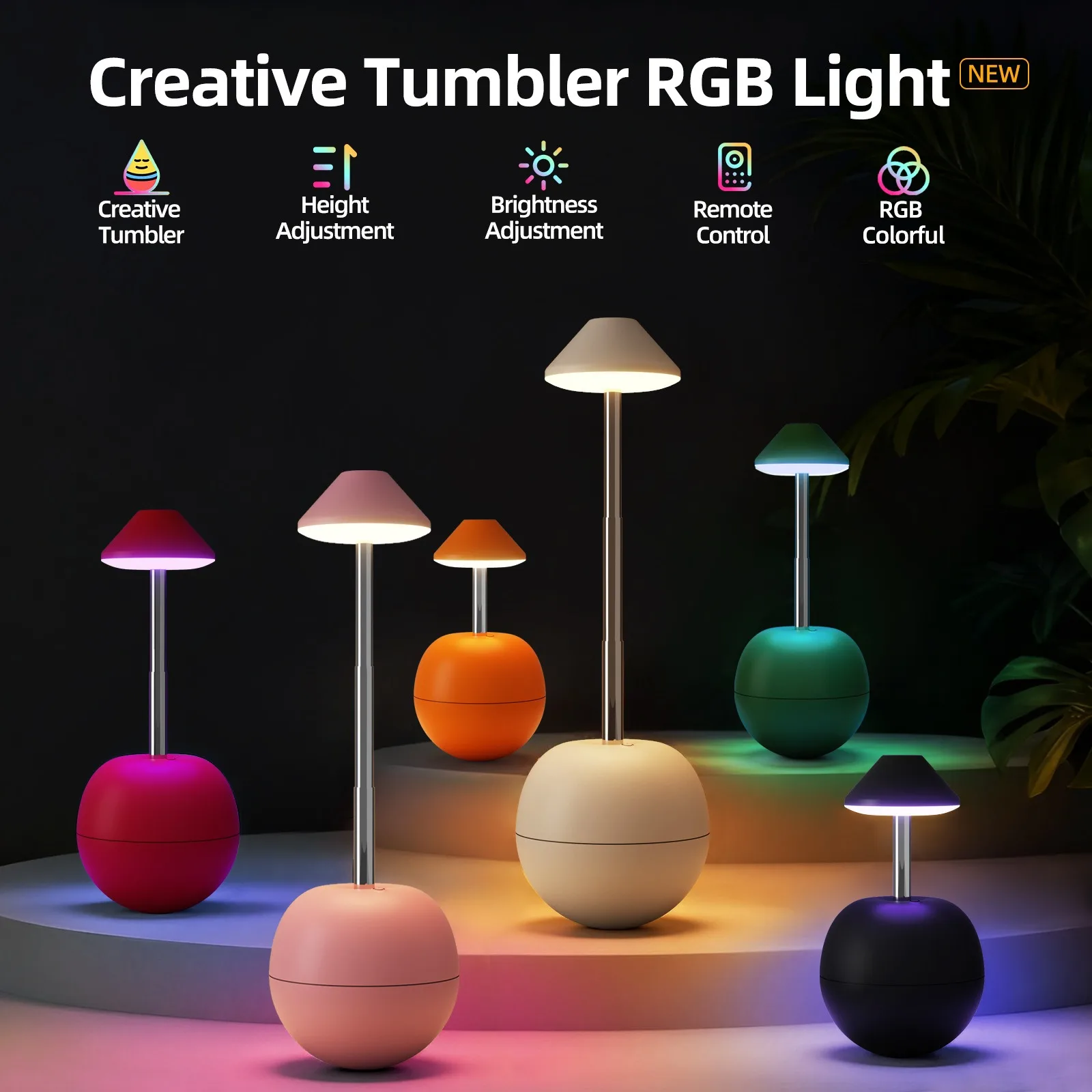 مصباح مكتبي LED يعمل باللمس مع جهاز تحكم عن بعد، ارتفاع قابل للتعديل، ضوء مكتب RGB مناسب لغرفة المعيشة وغرفة النوم بجانب السرير