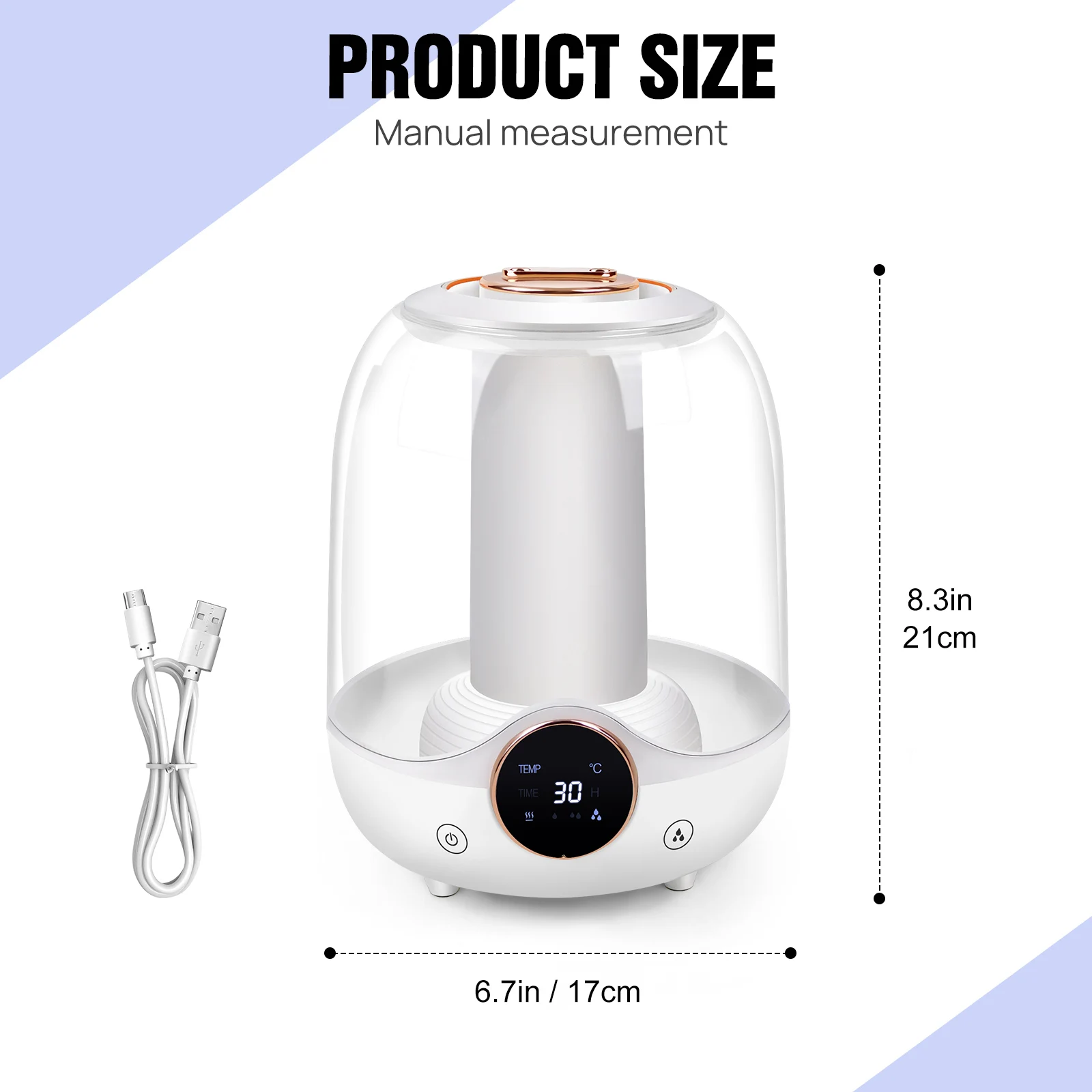 Humidificadores de niebla fría 3 en 1 para dormitorio, humidificador de aire de niebla fría de 3L para el hogar y la planta, escritorio interior silencioso