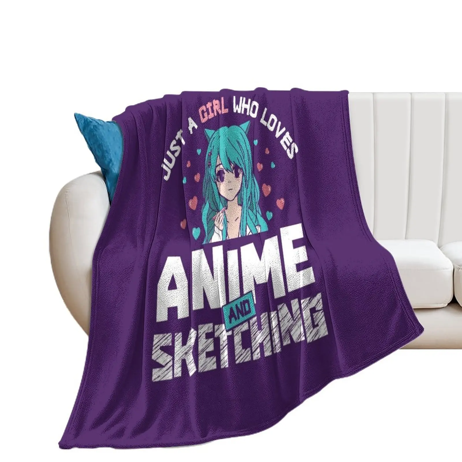 

Anime and Sketching For Just a girl who loves Japanese manga and drawing Throw Blanket Bed linens Large Blankets