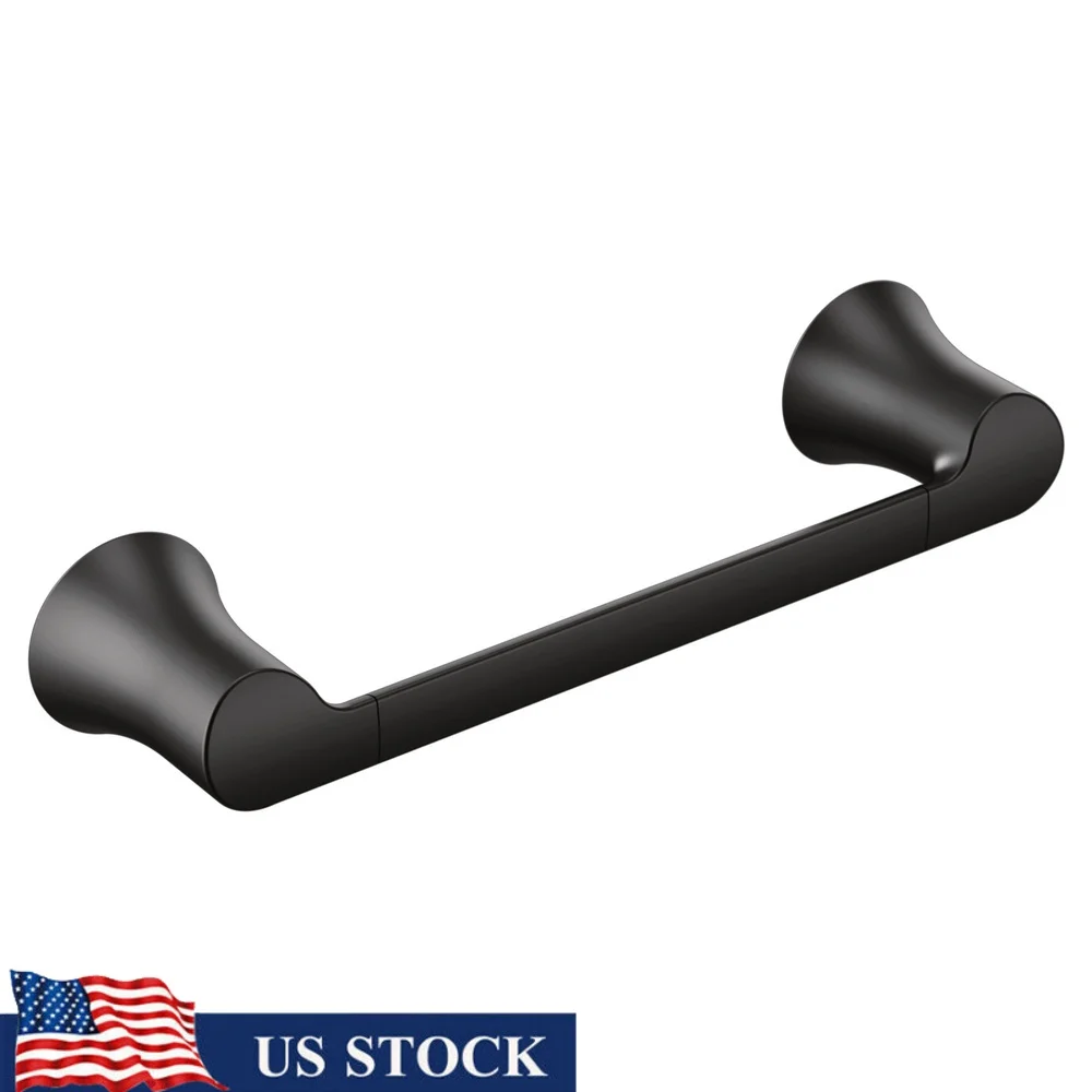 

Wall Mounted Towel Bar 9 Inch Zinc Bathroom Hardware Matte Black Finish Easy Installation Doux Collection Durable Design