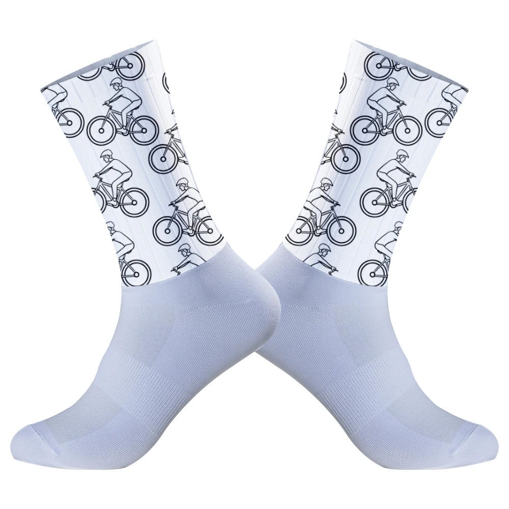 Calcetines antideslizantes de silicona para ciclismo profesional, medias deportivas de lunares para bicicleta al aire libre, novedad de verano 2024