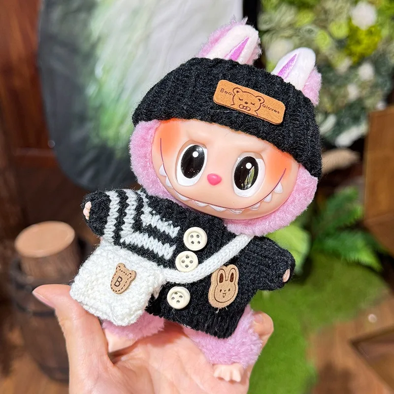 

Labubu 3.0 Big into Energy Series Clothes Labubu Bear Sweater Flanged hat Set Combining fashion & cuteness Labubu Ropa[no doll]