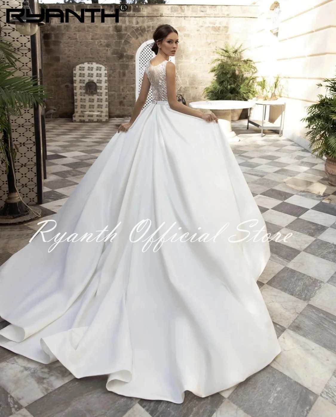 Robe de mariée princesse de luxe à manches longues en dentelle, effet d'illusion pure, nouvelle collection 2019