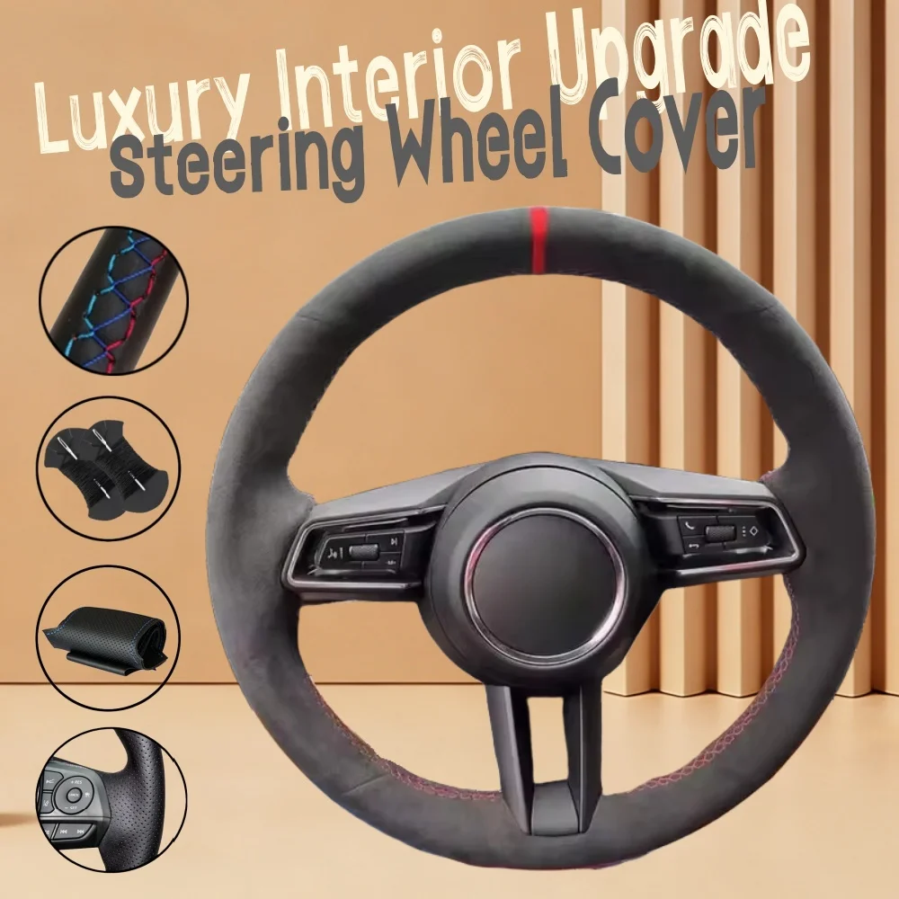 Funda de Volante Personalizada en Cuero Suede para Porsche Taycan, Panamera, Macan, Cayenne, 718, 971, Boxster