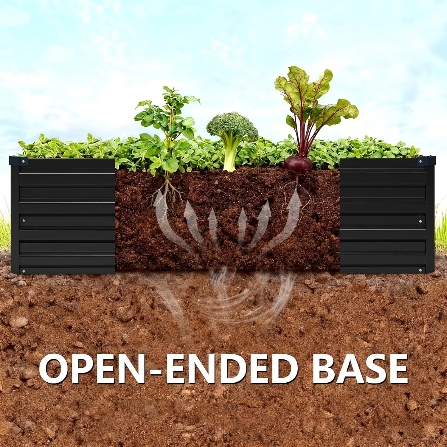 Outdoor Galvanized Metal Planter Box, Black, 2 Pack, Easy Assembly for Vegetables view 3