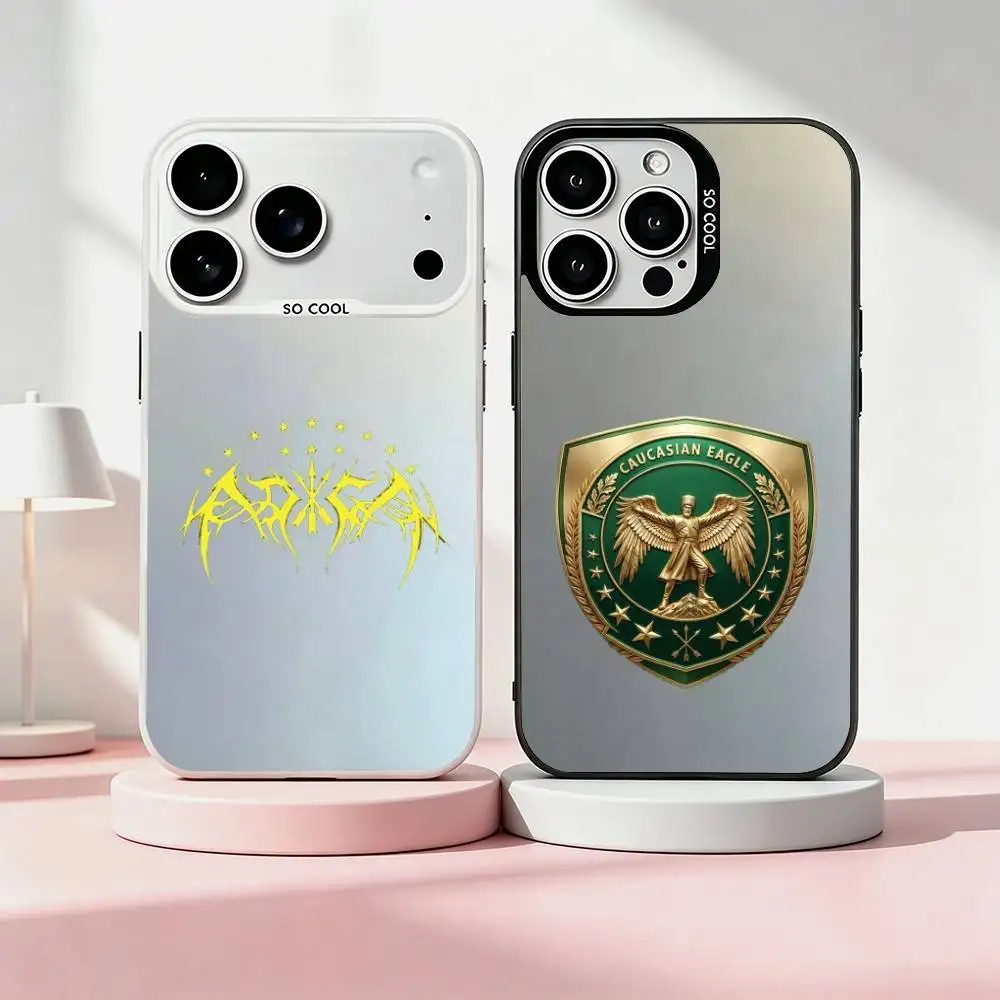 Coque de téléphone Circassians-S T-Theme pour iPhone 17, 16, 15, 14, 13, 12, 11 Plus, Pro Max, XS, Housse colorée argent et noir, Cadeau