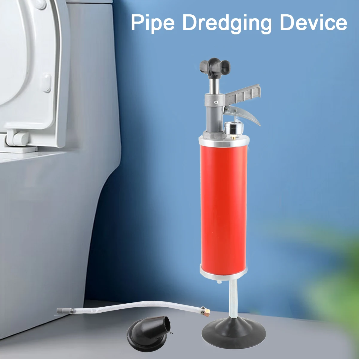 Abflussreiniger, Luftdruck-Rohrreiniger, Aluminiumlegierung und Edelstahl, 0,7 MPa Druck für Toiletten, Waschbecken mehr – Detail 9