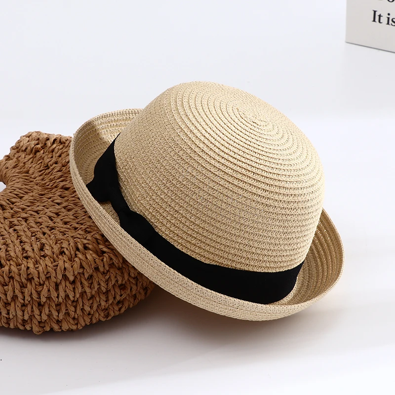 2023 New Summer Bowknot Straw Hat Bonnet Chapeau Femme UV Protect Beach Sun Bucket Hats for Women Men Fedoras Sombreros De Mujer