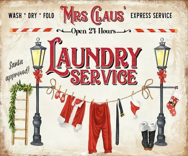 Christmas Laundry Sign, XMAS Decor Wall Art, Farmhouse Christmas, Christmas Sign, Utility Room Decor, Metal Tin Sign for Home