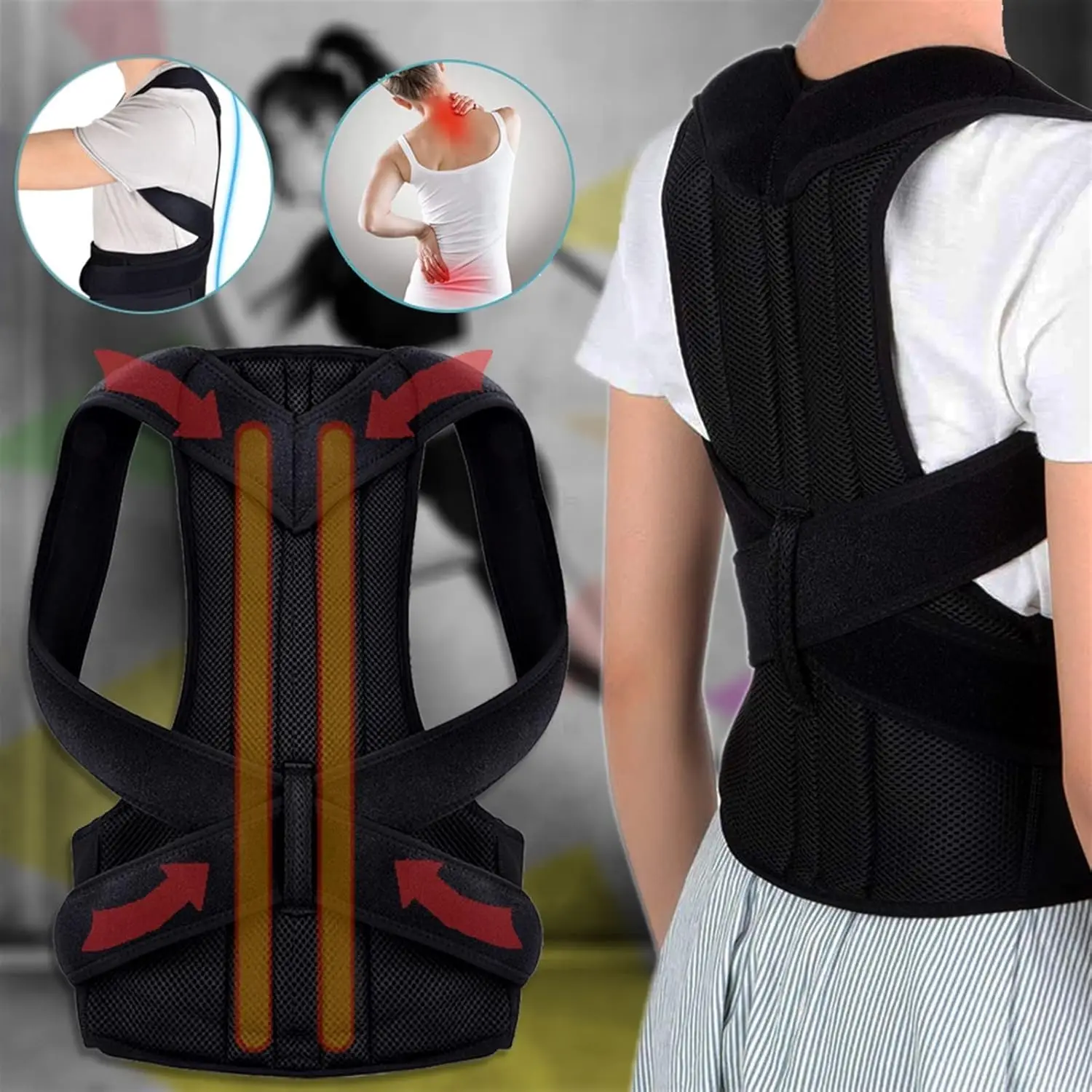 Back Corrector Adjustable Corrector Back Support Shoulder Back Brace Correction Spine Postural Corrector Health Fixer Tape Healt
