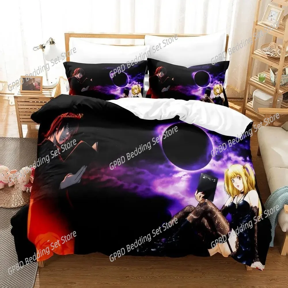 

3d Print Anime Death Note 3D Bedding Set Duvet Cover Pillowcases Single Twin Full Queen King Size Home Decor Quilt Boys Gift