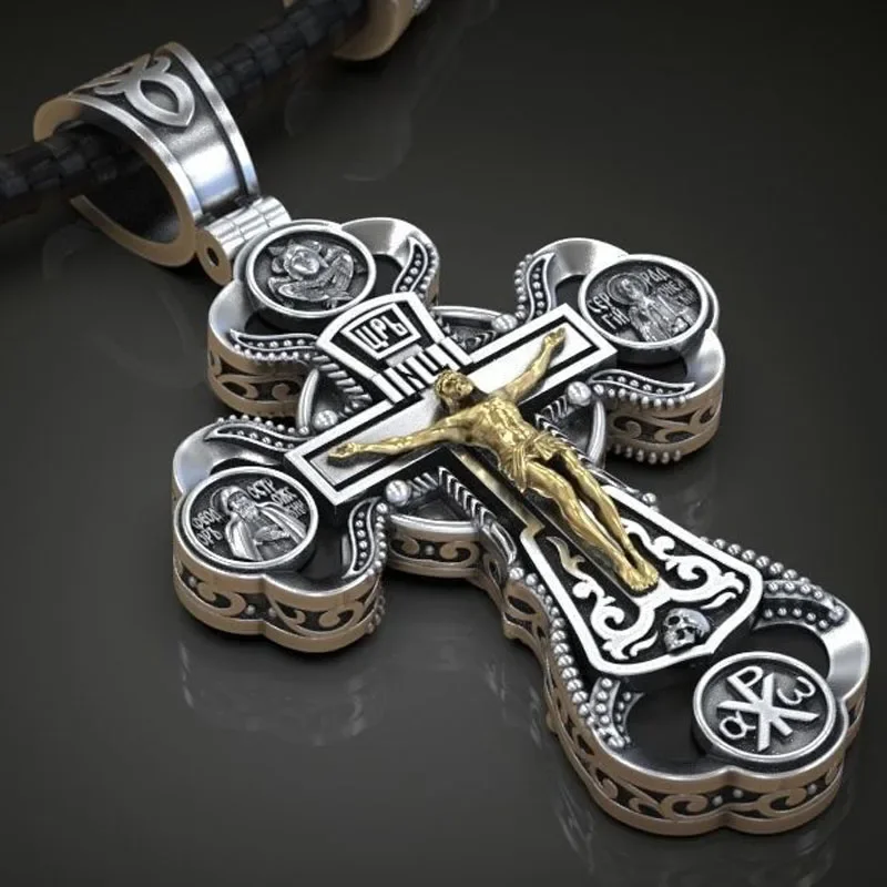 

23g Long Big 3D Cross Orthodox Christianity Saints Virgin Mary Holy Trinity Pendant Customized 925 SOLID STERLING Silver High Tr