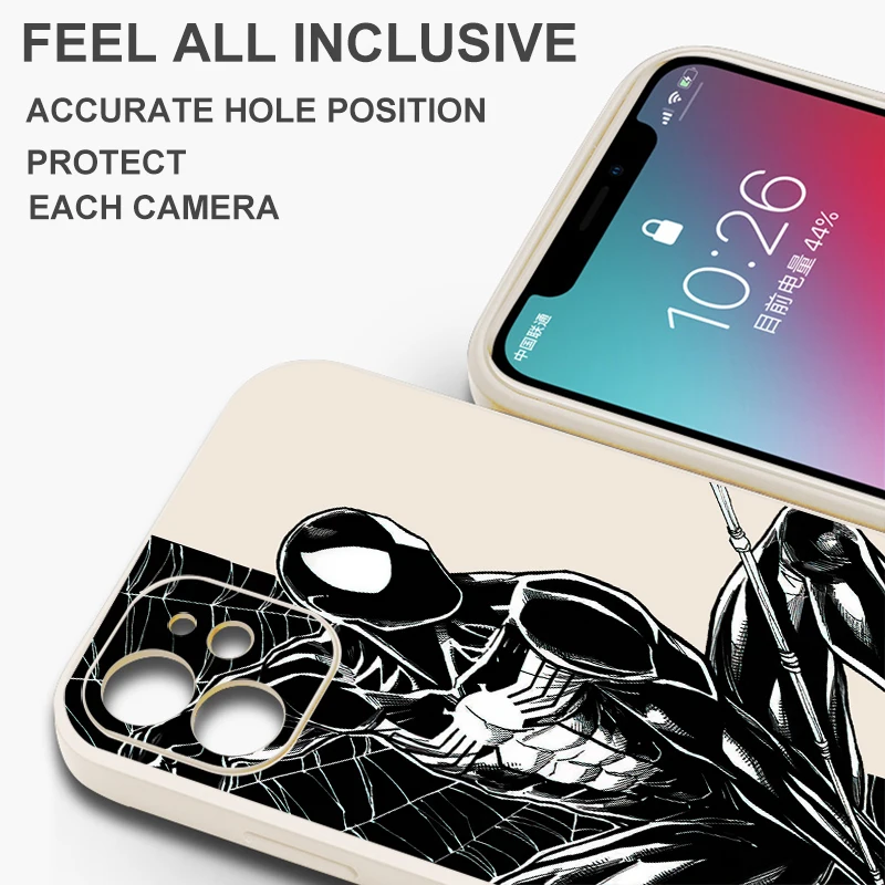 حافظة سيليكون سائلة لينة لهواوي ، فينوم ، سبايدر مان ، أعجوبة ، p50 ، p50e ، p40 ، p30 ، p20 pro lite ، p smarty ، z s