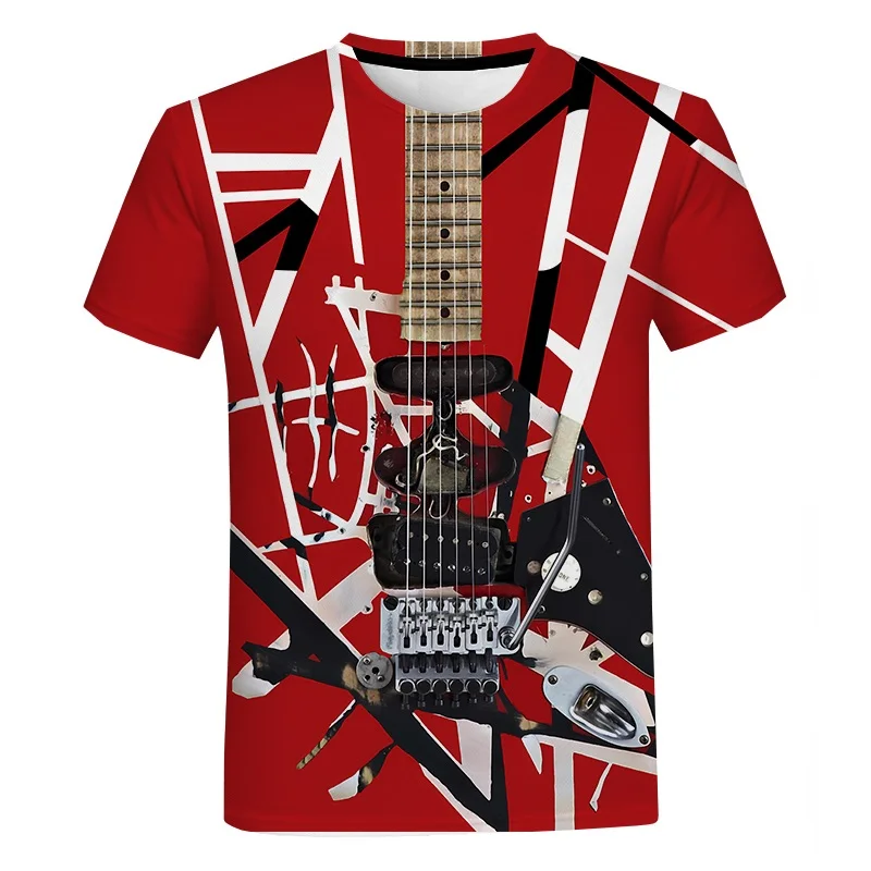 Music Guitar 3D Print Tshirt Summer Men Women Unisex O-Neck T-shirt Casual Short Sleeve Tees Oversized T Shirts Fashion Clothing