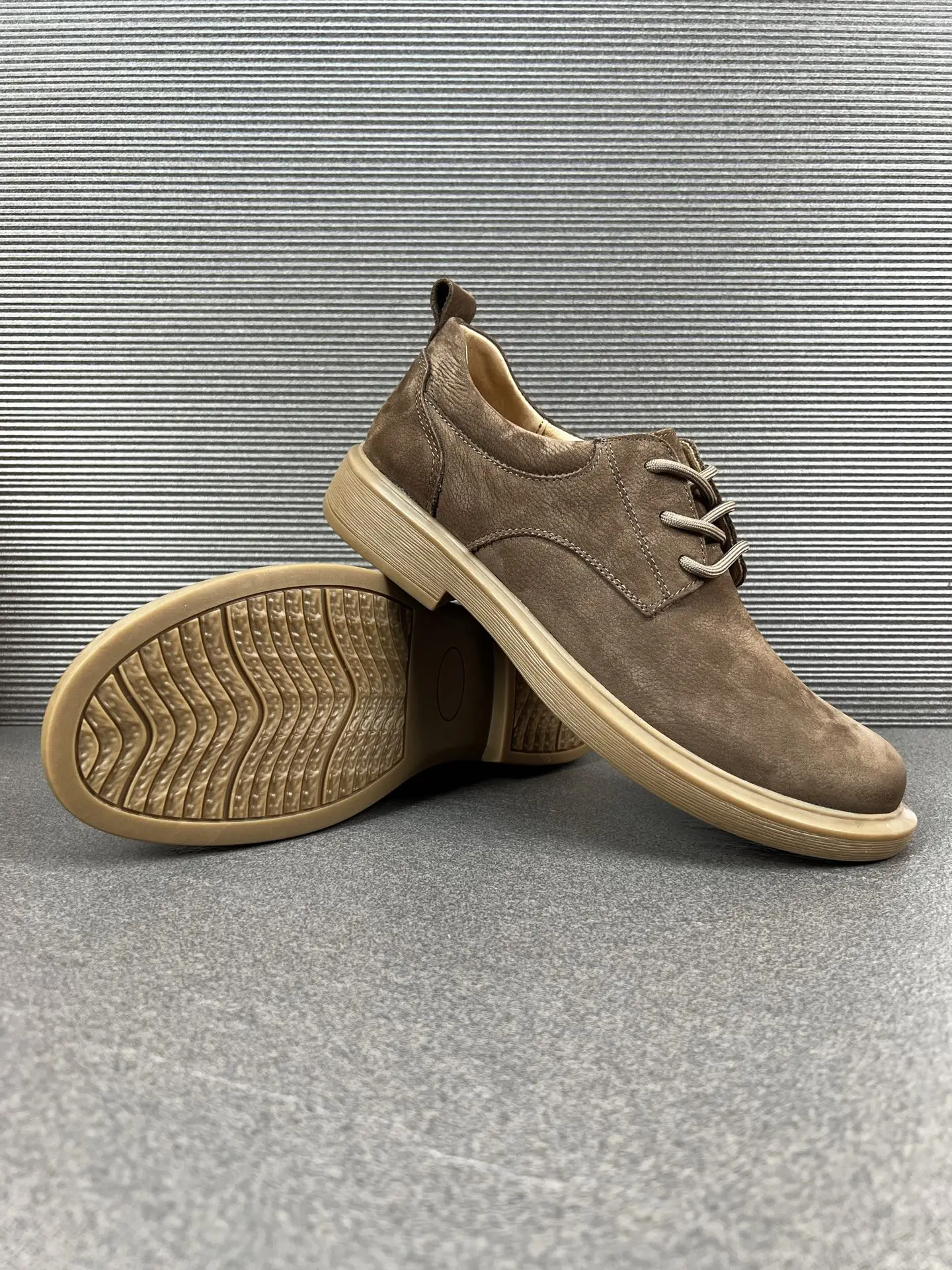 

E Business Casual Shoes For Men Lace Up Genuine Leather Vintage Suede Breathable Oxfords Comfortable Walking Sneakers Shoes