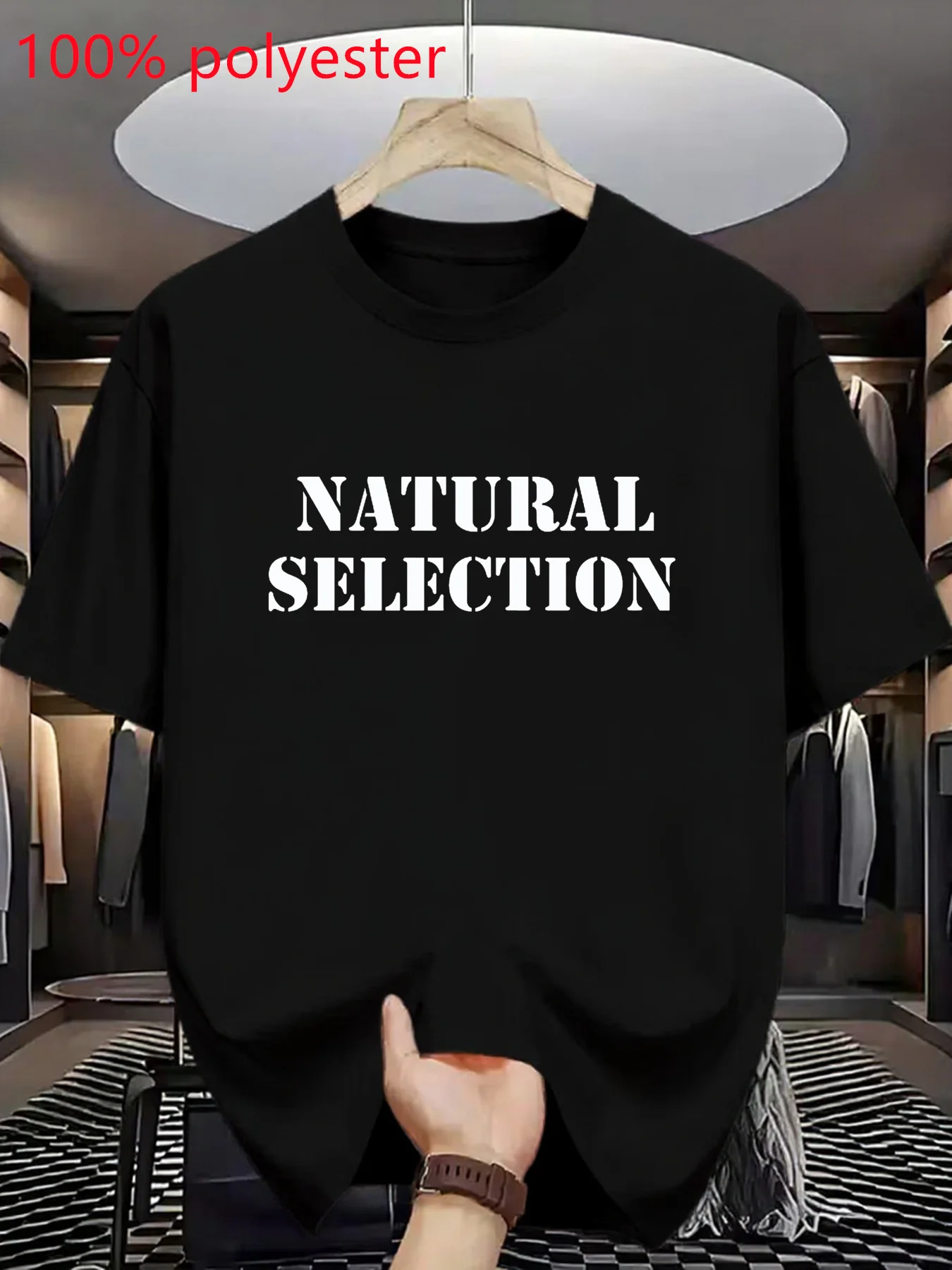 Natural Selection Text Printing Man T-shirts Evolution Graphic T Shirts Fashion Casual Streetwear Harajuku Style Tops Loose Tees