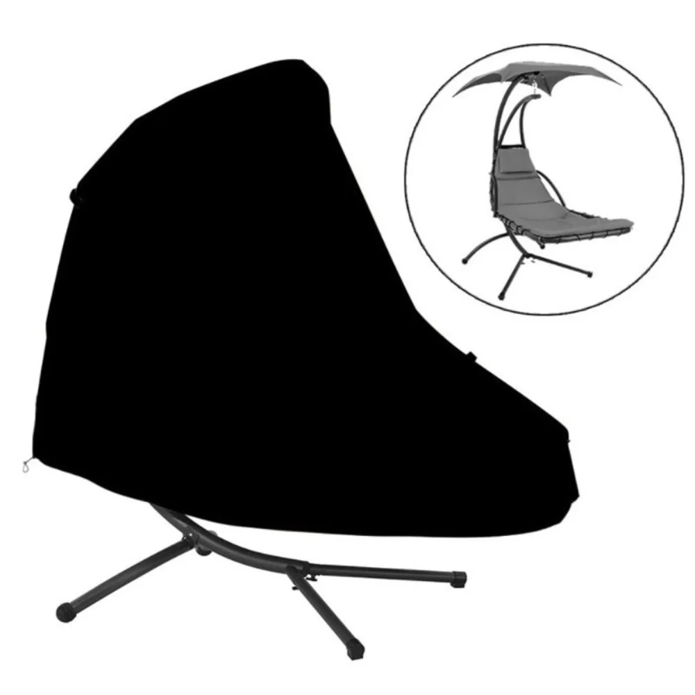 Hanging Curved Swing Chair Cover for Patio Chaise Lounges with Rear Vent Elastic Hem and Front Back Drawstrings