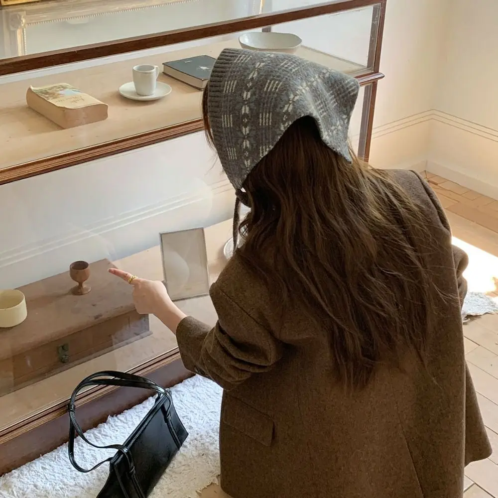 

Retro Bohemian Turban Knitted Triangle Headscarf Warm Vintage Apron Wrap Shawl Cummerbund Hip Scarf Streetwear