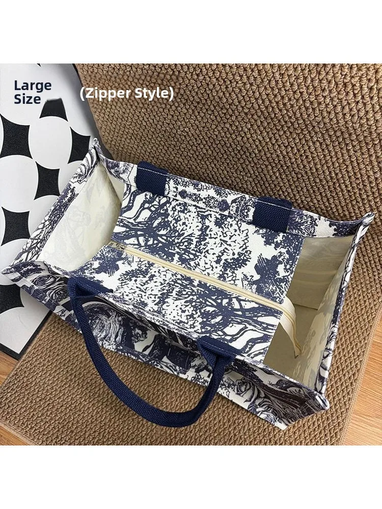 Retro Tea  Ancient Road Large Capacity Women's Tote Bag Hard Canvas Commuting Zipper Bag Office Commuting Handbag