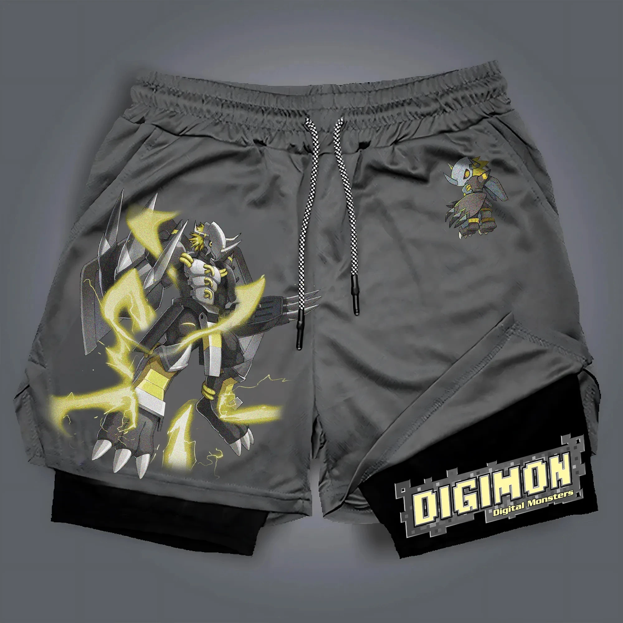 Digimon Peripheral Products Digital Monster Print Men's Shorts Streetwear GYM Sports Men's 2025 Summer Fashion Street Shorts