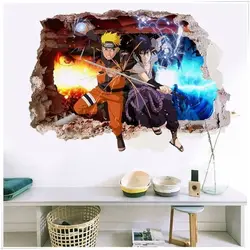 Naruto Boys' Room Wall Background Decoration Wallpaper Self Adhesive Cartoon Anime Broken Wall 3d Sticker Poster Wallpaper Gift