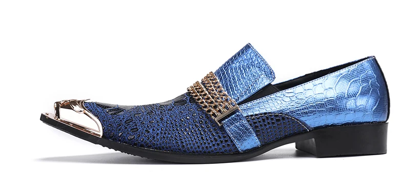 Herrenschuhe aus echtem Rindsleder mit Pythonmuster und Nadelverzierung für formelle Anlässe im Herbst, Modellausstellungen und geschäftliche Gelegenheiten. – Detail 23