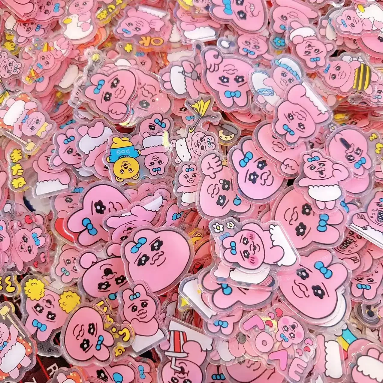 100-500g 4cm Sanrio Hello Kitty Kuromi 4cm Acrylic Pendant Sanrio Melody DIY Accessory Keychain PP Clip Patch Waterproof