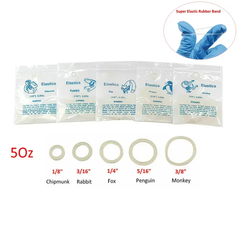 100Pcs / Bag Dental Elastics Rubber Bands Orthodontic Latex Braces Non-toxic Materials 3.5OZ/5OZ/6.5OZ