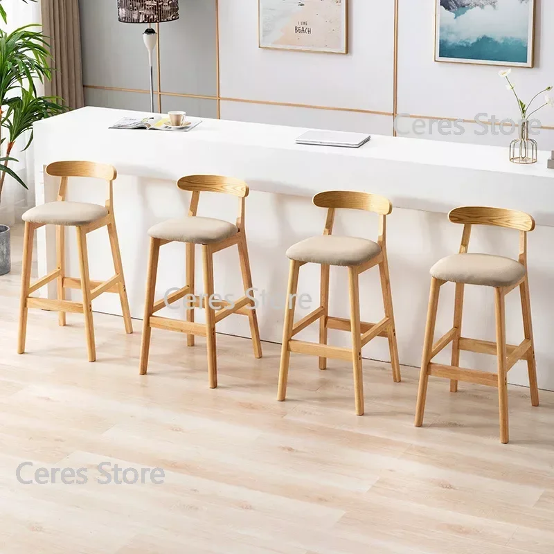 Design Wood Bar Stool Nordic Kitchen Japanese Vanity Dining Chairs Patio Table Sedie Sala Da Pranzo Balcony Furniture