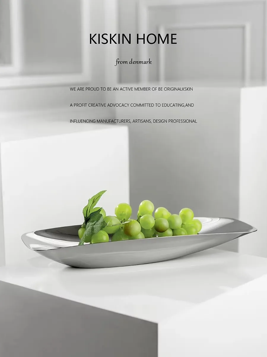 European Style Modern Home Furnishing Creativity Stainless Steel Tray Exquisite Advanced Simplicity Design Small Boat Fruit Tray