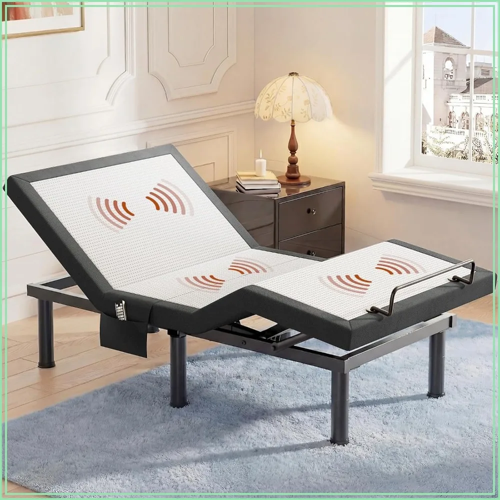 Twin XL Adjustable Bed Base with Massage, Remote, Head/Foot Incline, Zero Gravity, Nightlight, USB
