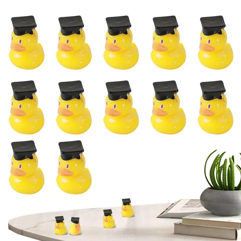 

Duck With Grad Hat 12PCS Graduation Duck Car Dashboard Decorations Mini Resin Graduation Ducks For Graduation Birthday Party