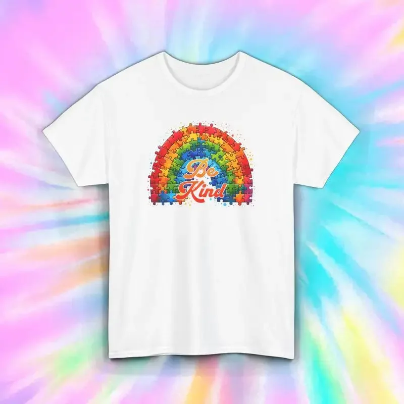 Autism Rainbow Be Kind T Shirt S 5XL Sizes Support Awareness Inclusive