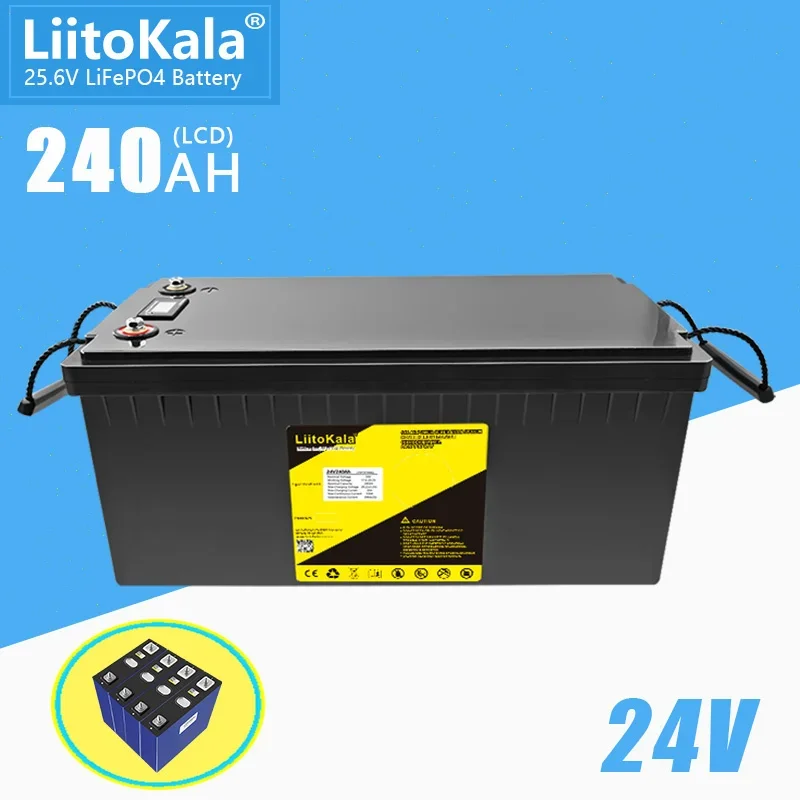 LiitoKala 25.6V240Ah LiFePo4 Battery Cycle 6000+ RV Energy Storage Rechargeable Battery Built in BMS for Power Lights Electrical