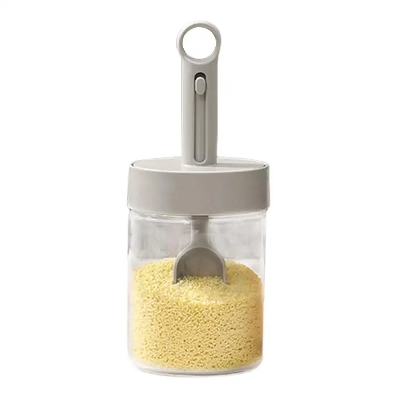 

Seasoning Jar Dispenser With Lid And Spoon Airtight Kitchen Salt Box Storage Container For S Sugar Pepper