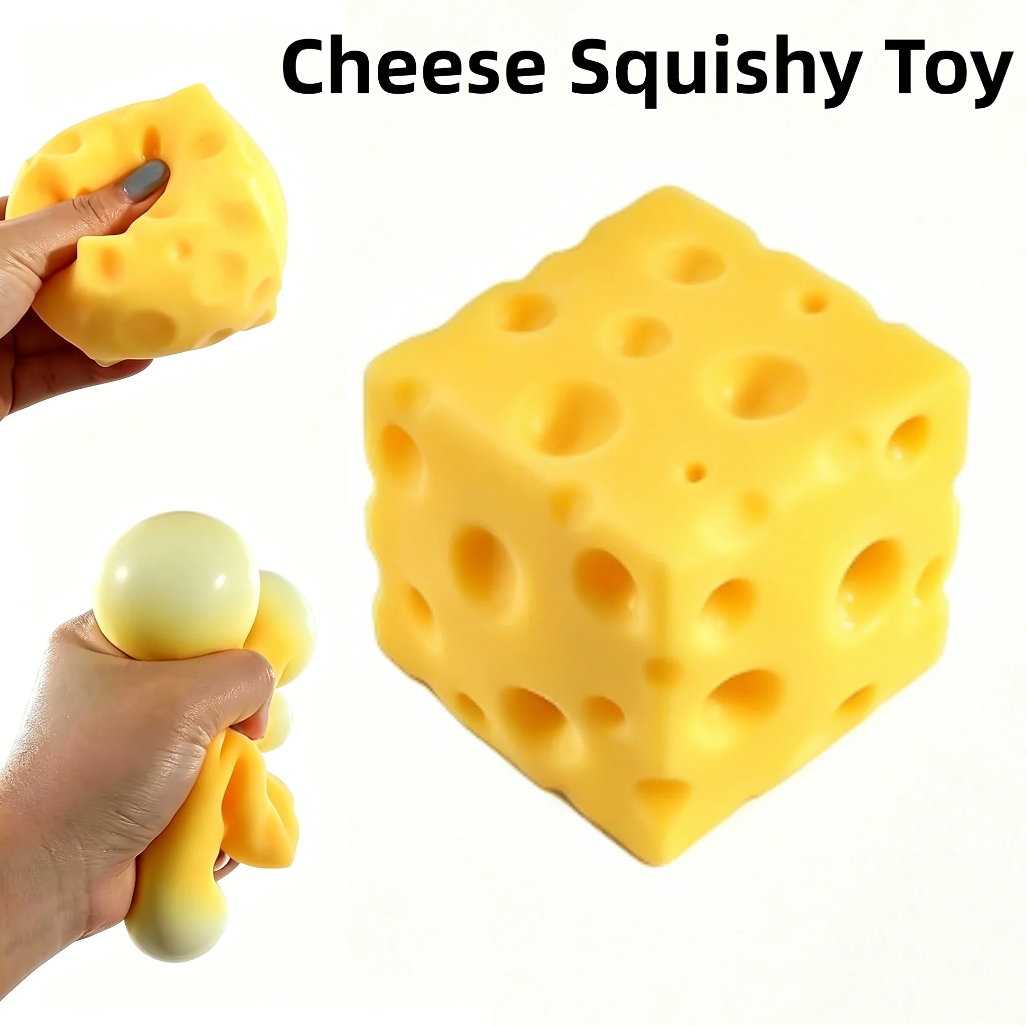 Fun Sensory Stress Toy TPR Block Cheese Pinch Simulation Slow Rebound Physics Furniture Home Decor Holiday Gifts for AdultS