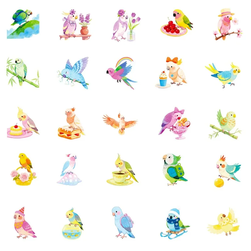 56枚入り 漫画風 個性的なオウム クリエイティブ グラフィティ デコレーション ステッカー