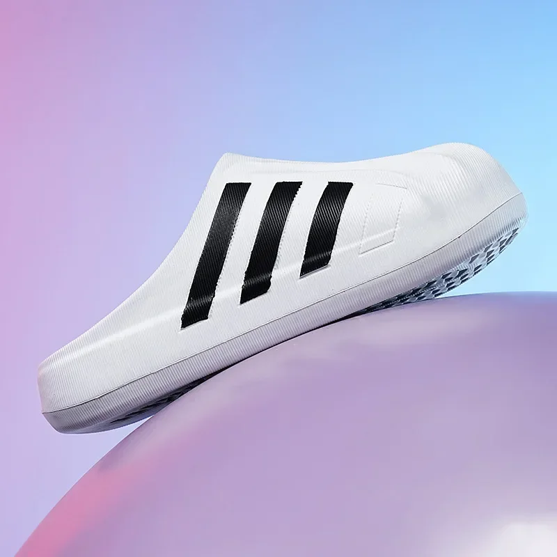 New Black And White Shell Head Half Cover Slippers For Men Women's Lightweight Thick Bottom Versatile Trendy Campus Style EVA Sl image 3