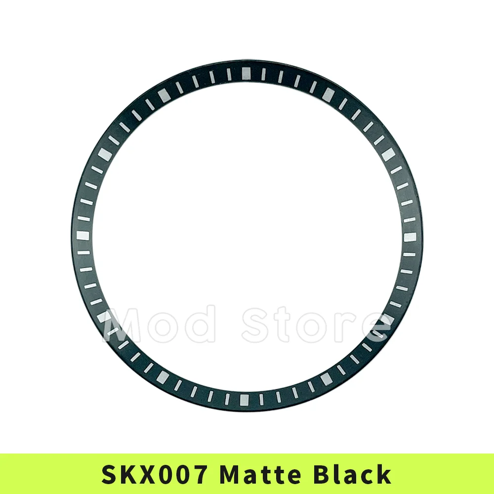 SKX007/SKX009/SRPD Metal Chapter Ring Brushed Matte Black (Silver Markers / numbers / red)